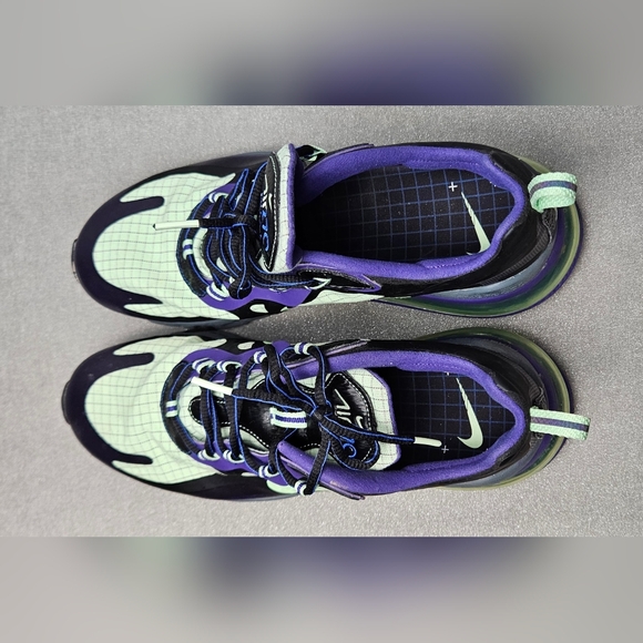Nike Air Max 270 React Sneakers Mens 10 Purple Green Black CT1817-001 - Picture 8 of 10